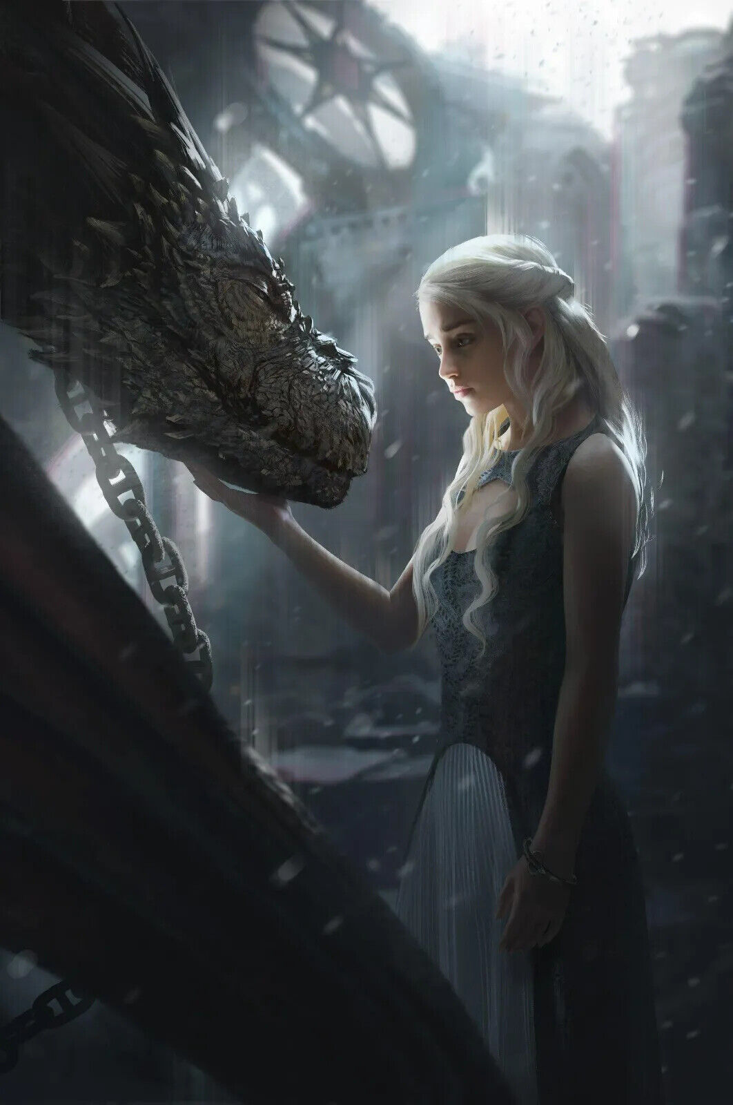Game of Thrones Daenerys Targaryen and Drogon | Fantasy TV Show Art | Mother of Dragons Poster - Movies & TV Poster