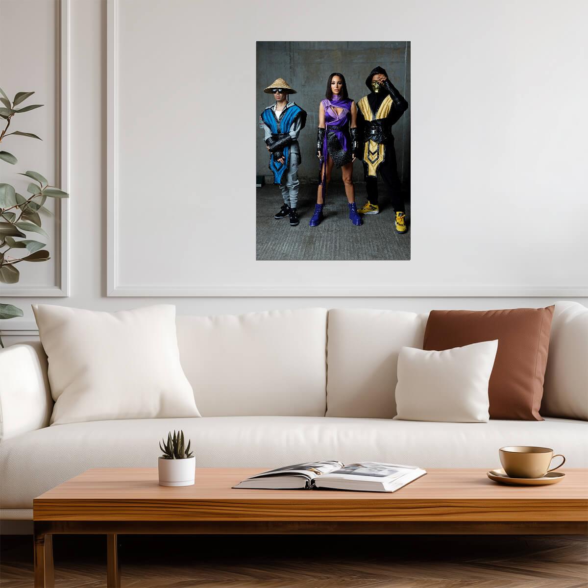 N-Dubz as Raiden Mileena & Scorpion | Mortal Kombat Cosplay Poster | Unique Music Group Art - Music Poster