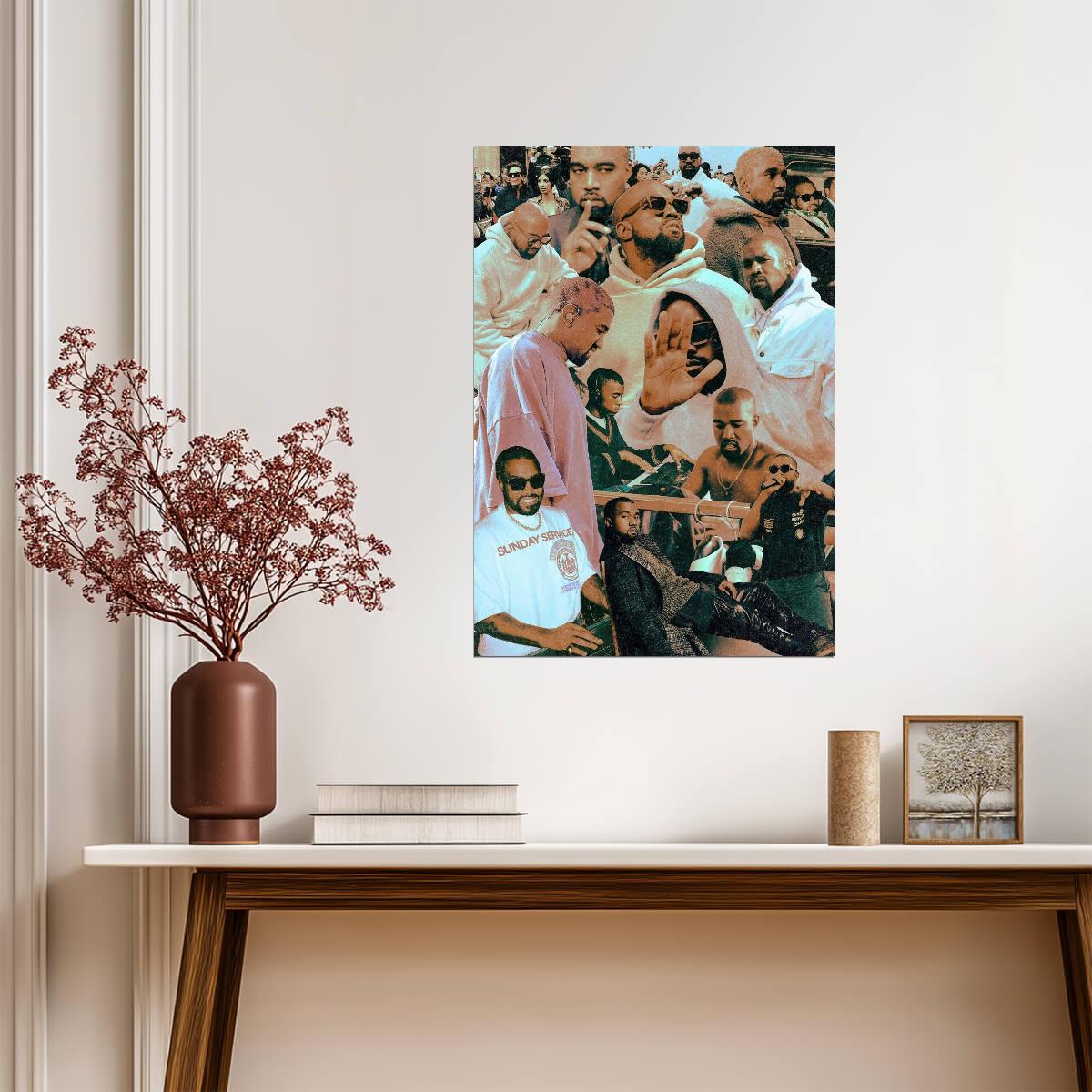Kanye West Tribute Collage | Hip Hop Star Poster | Music Graphic Art Print - Music Poster