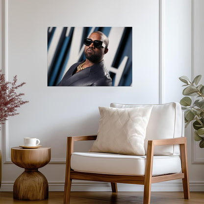 Kanye West in Sunglasses | Celebrity Portrait Poster | Hip Hop Star Wall Art - Music Poster