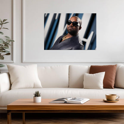 Kanye West in Sunglasses | Celebrity Portrait Poster | Hip Hop Star Wall Art - Music Poster