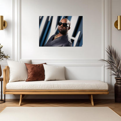 Kanye West in Sunglasses | Celebrity Portrait Poster | Hip Hop Star Wall Art - Music Poster
