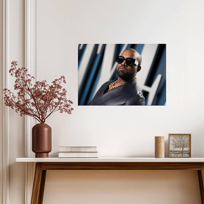 Kanye West in Sunglasses | Celebrity Portrait Poster | Hip Hop Star Wall Art - Music Poster