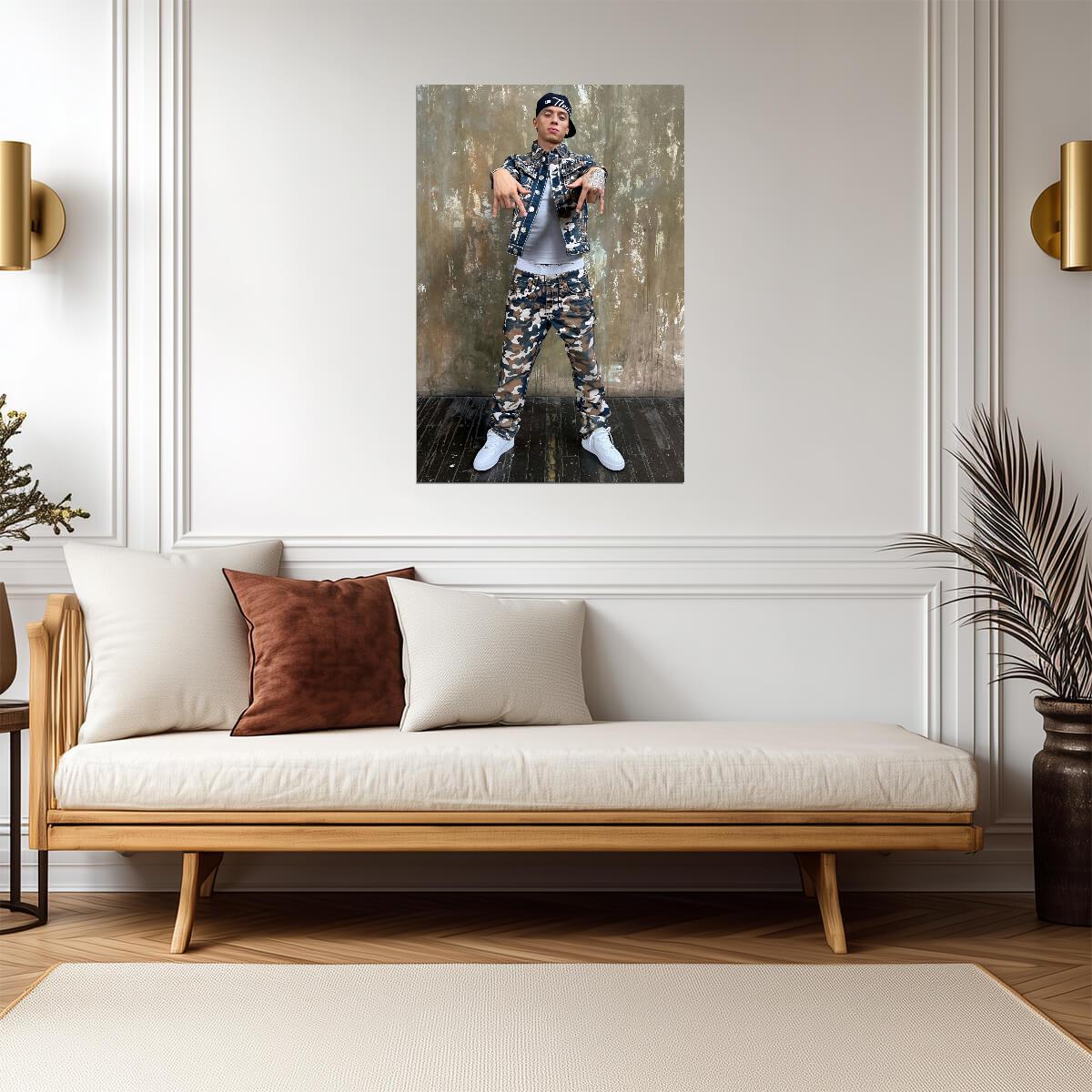Central Cee Camo Denim Outfit | Full Body Photoshoot Poster | UK Rap Fashion Art - Music Poster
