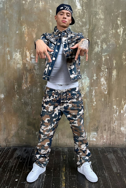Central Cee Camo Denim Outfit | Full Body Photoshoot Poster | UK Rap Fashion Art - Music Poster