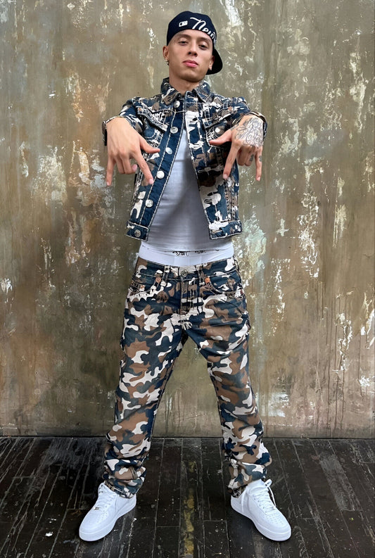 Central Cee Camo Denim Outfit | Full Body Photoshoot Poster | UK Rap Fashion Art - Music Poster