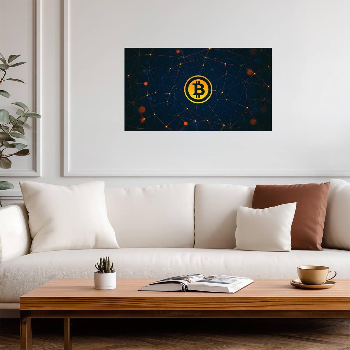 Bitcoin Cryptocurrency | Abstract Geometric Art | Crypto Poster - Graphic & Art Poster