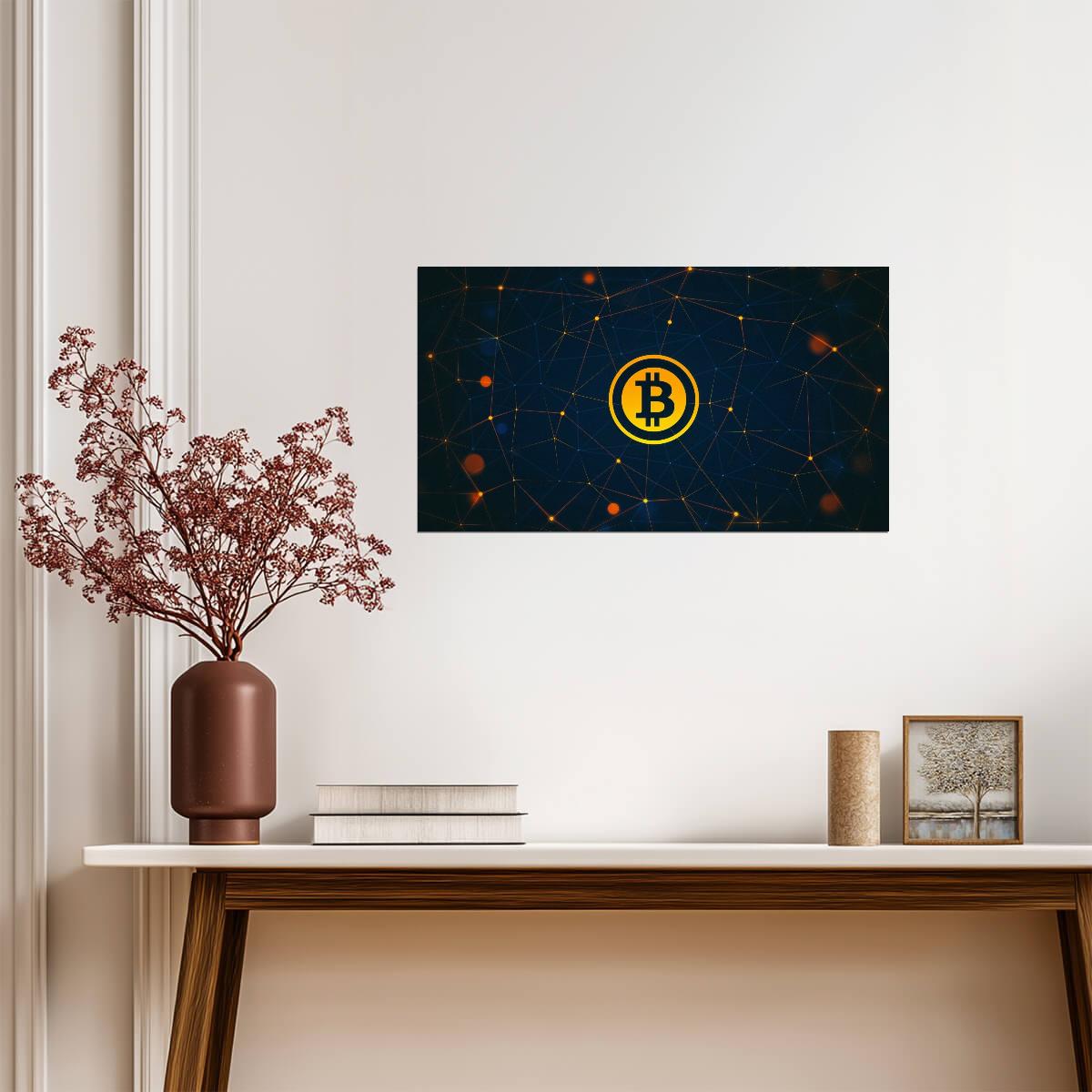 Bitcoin Cryptocurrency | Abstract Geometric Art | Crypto Poster - Graphic & Art Poster