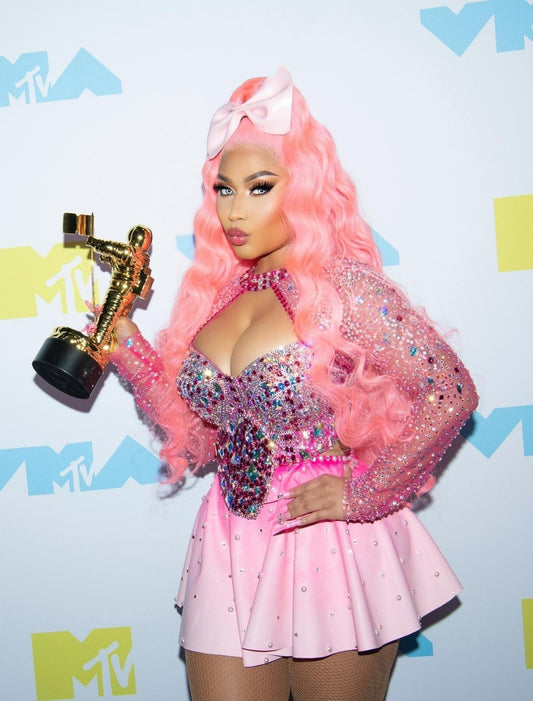 Nicki Minaj Holding VMA Award | Pink Outfit Poster | Hip Hop Star Wall Art - Music Poster
