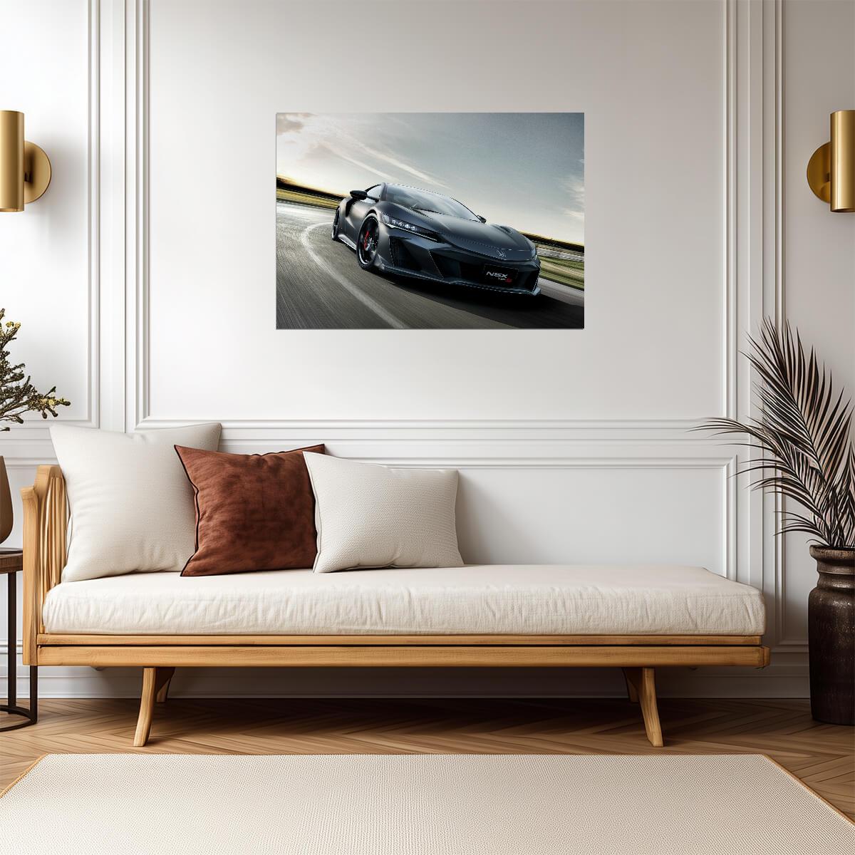 Honda NSX Type S (NC1) | Limited Edition Supercar Poster | Grey Hybrid Sports Car in Motion - Cars Poster