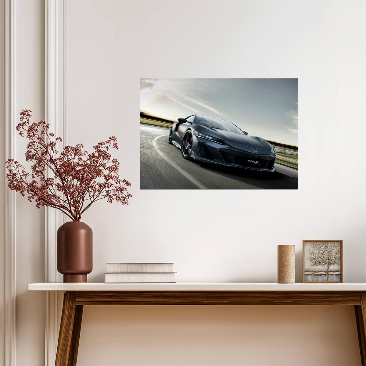 Honda NSX Type S (NC1) | Limited Edition Supercar Poster | Grey Hybrid Sports Car in Motion - Cars Poster