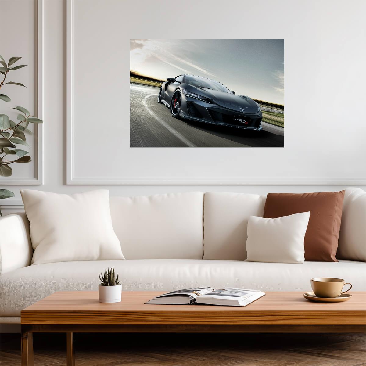 Honda NSX Type S (NC1) | Limited Edition Supercar Poster | Grey Hybrid Sports Car in Motion - Cars Poster