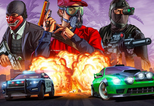 Grand Theft Auto Online Heist Scene | Multiplayer Action Poster | Action-Adventure Decor - Video Games Poster