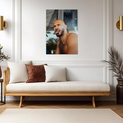 Andrew Tate Smoking Cigar | Lifestyle Portrait Poster | Man Cave Wall Art - Celebrities Poster