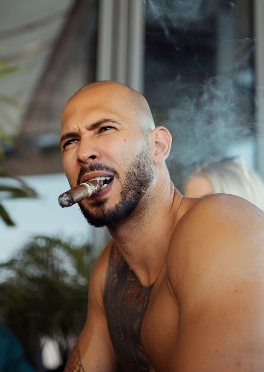 Andrew Tate Smoking Cigar | Lifestyle Portrait Poster | Man Cave Wall Art - Celebrities Poster