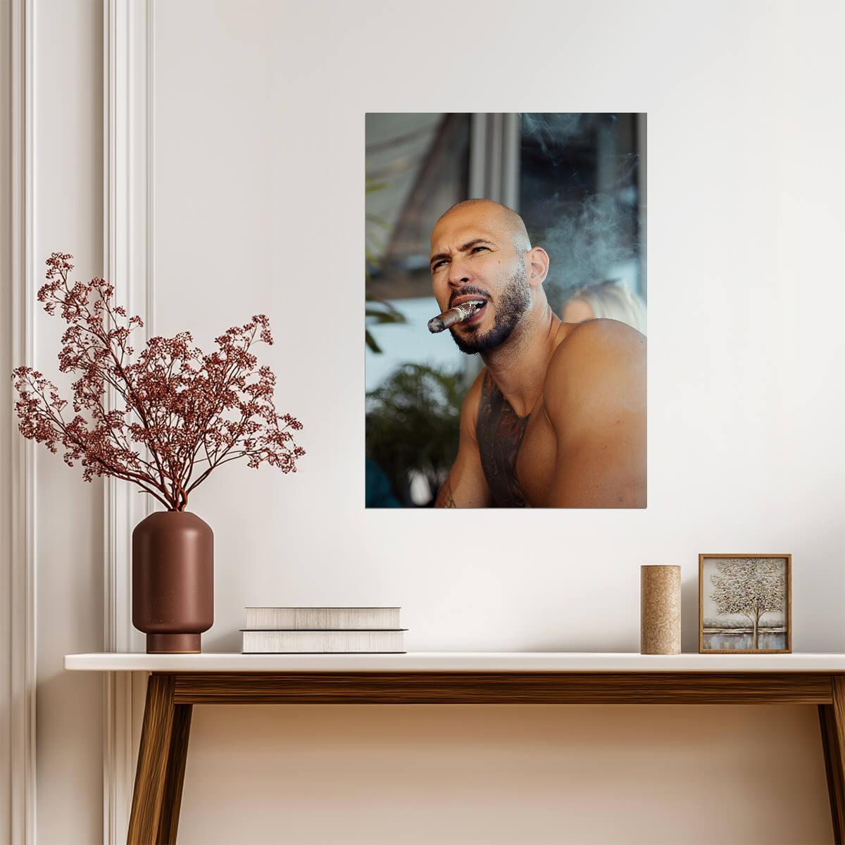 Andrew Tate Smoking Cigar | Lifestyle Portrait Poster | Man Cave Wall Art - Celebrities Poster