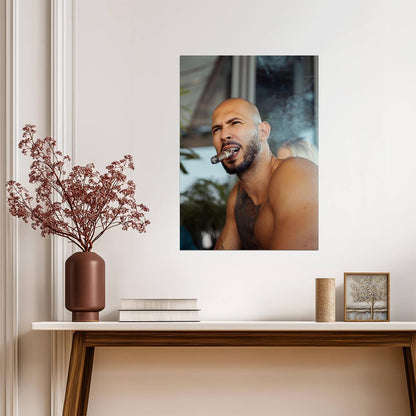 Andrew Tate Smoking Cigar | Lifestyle Portrait Poster | Man Cave Wall Art - Celebrities Poster
