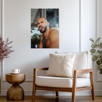 Andrew Tate Smoking Cigar | Lifestyle Portrait Poster | Man Cave Wall Art - Celebrities Poster