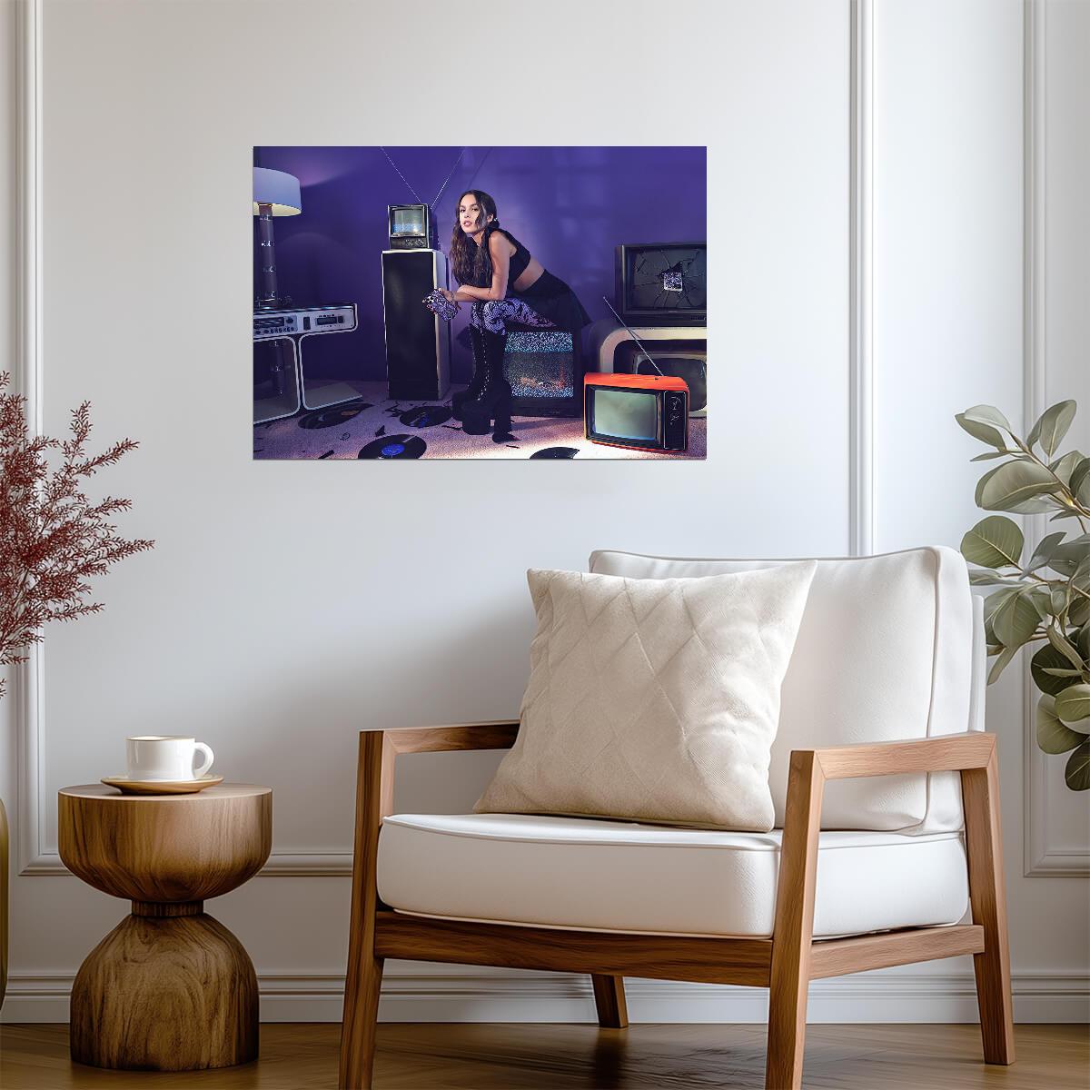 Olivia Rodrigo in Retro TV Room | Vintage Aesthetic Photoshoot | Modern Pop Star Poster - Music Poster