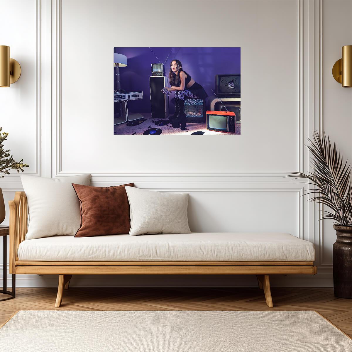 Olivia Rodrigo in Retro TV Room | Vintage Aesthetic Photoshoot | Modern Pop Star Poster - Music Poster