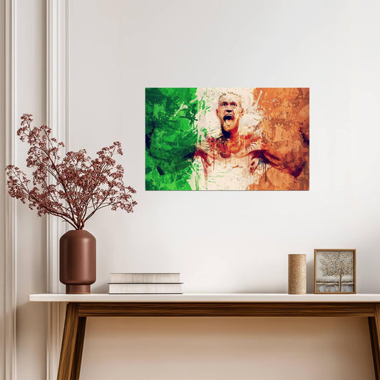 Conor McGregor The Notorious | MMA Legend Poster | Irish Flag Splatter Art - Sports Poster
