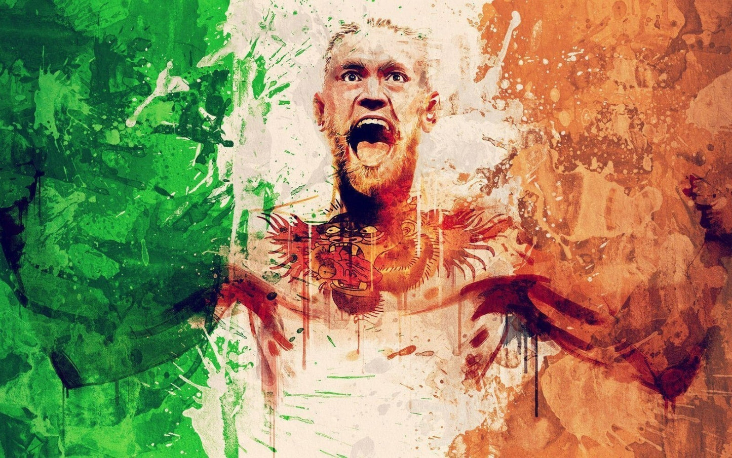 Conor McGregor The Notorious | MMA Legend Poster | Irish Flag Splatter Art - Sports Poster