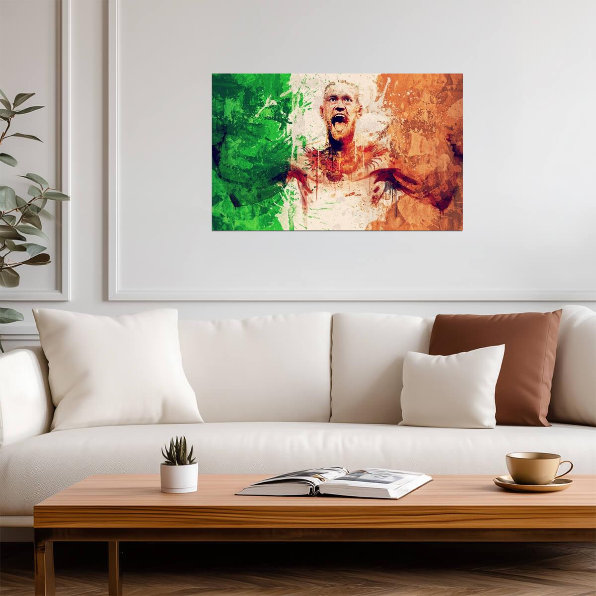 Conor McGregor The Notorious | MMA Legend Poster | Irish Flag Splatter Art - Sports Poster