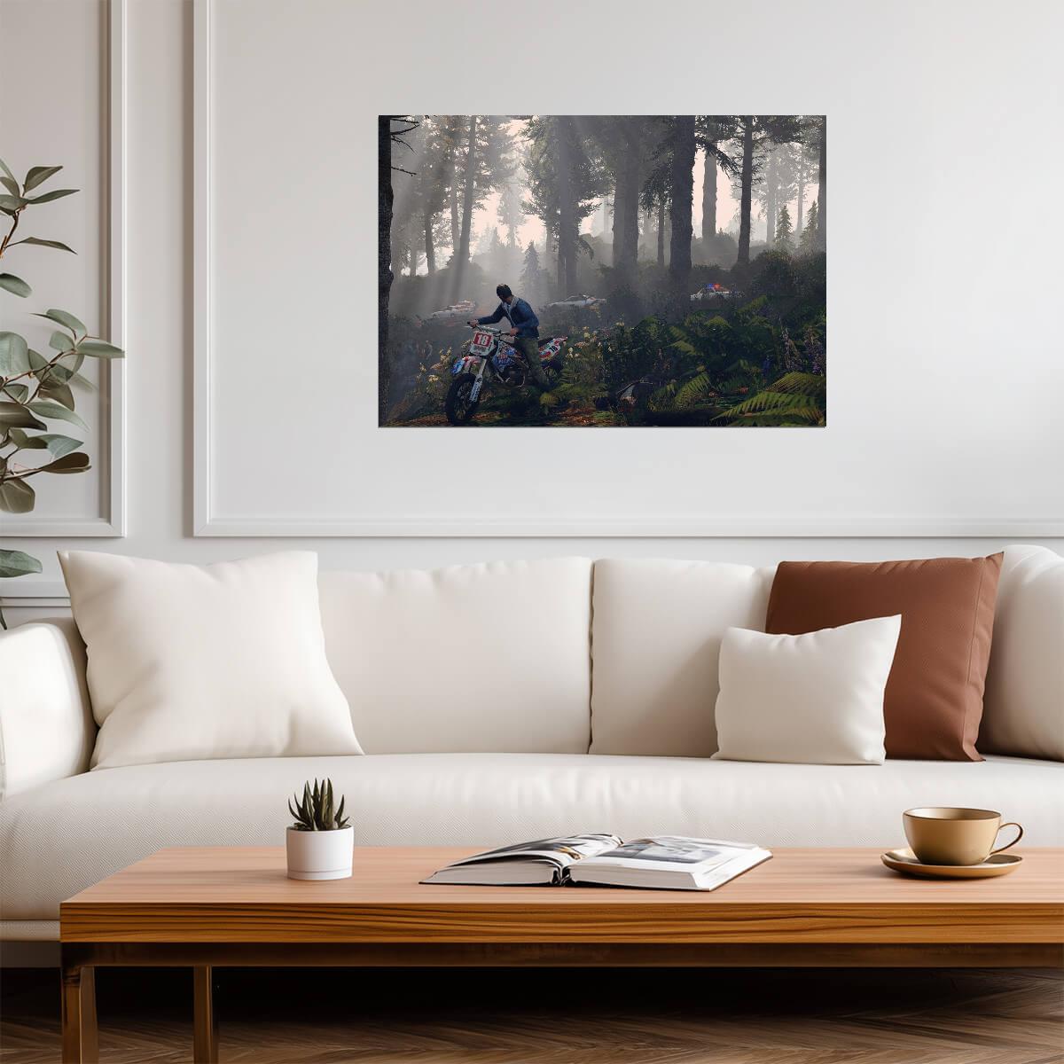 Grand Theft Auto V Trevor Dirt Bike Chase | Forest Escape Scene Poster | Gaming Room Wall Art - Video Games Poster