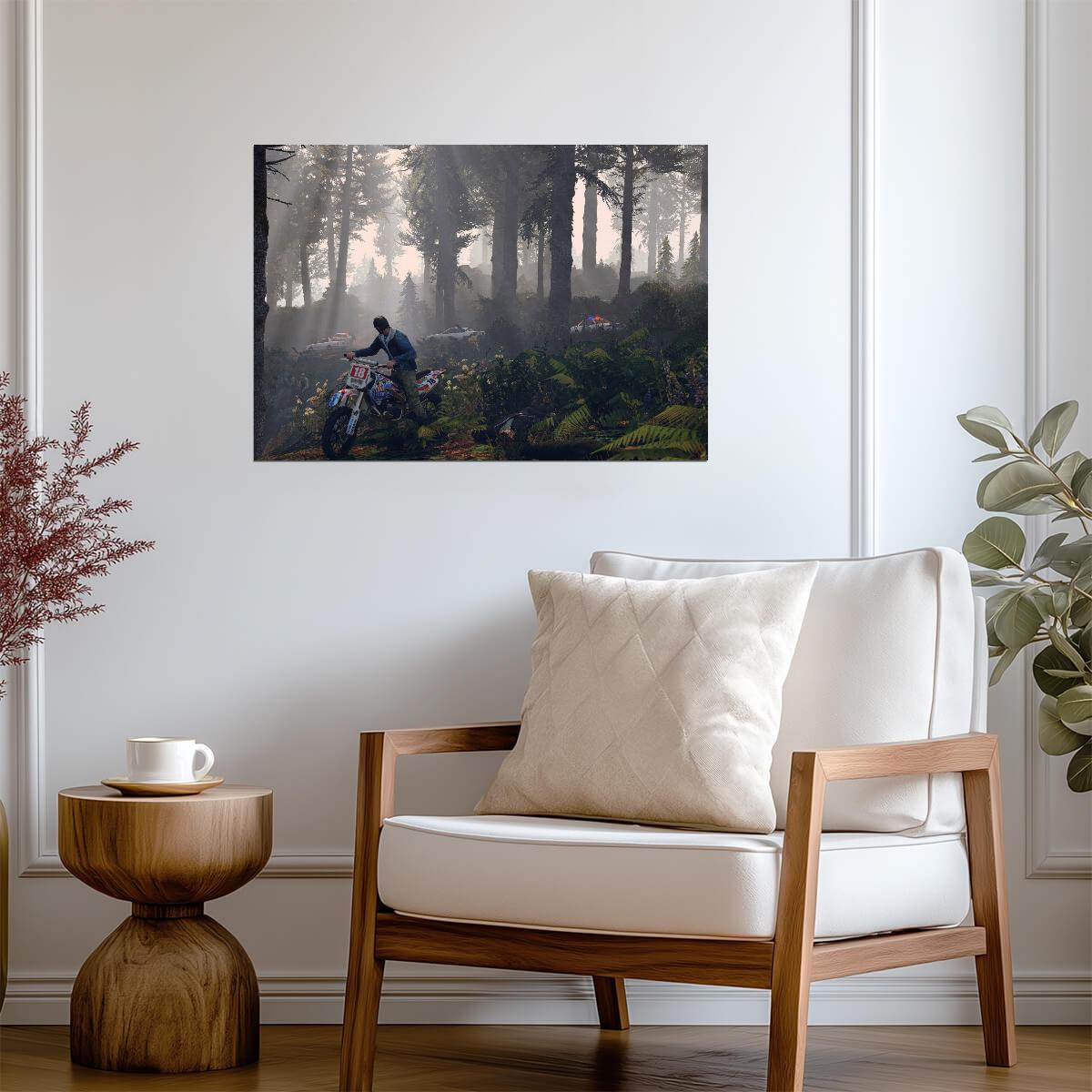 Grand Theft Auto V Trevor Dirt Bike Chase | Forest Escape Scene Poster | Gaming Room Wall Art - Video Games Poster