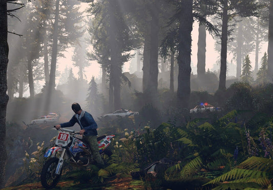 Grand Theft Auto V Trevor Dirt Bike Chase | Forest Escape Scene Poster | Gaming Room Wall Art - Video Games Poster