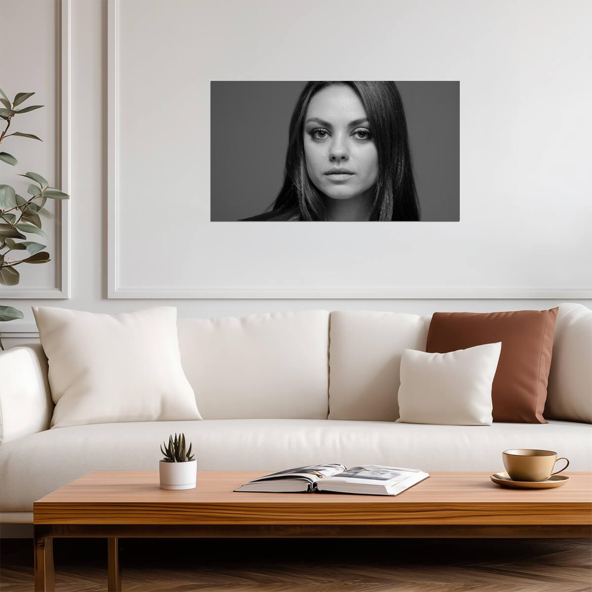 Mila Kunis Intense Black & White Portrait | Modern Actress Poster | Celebrity Photography Print - Celebrities Poster