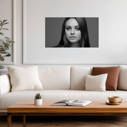 Mila Kunis Intense Black & White Portrait | Modern Actress Poster | Celebrity Photography Print - Celebrities Poster