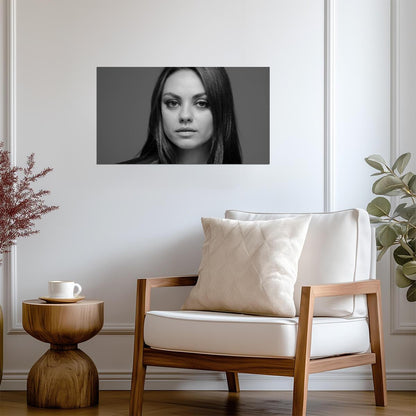 Mila Kunis Intense Black & White Portrait | Modern Actress Poster | Celebrity Photography Print - Celebrities Poster