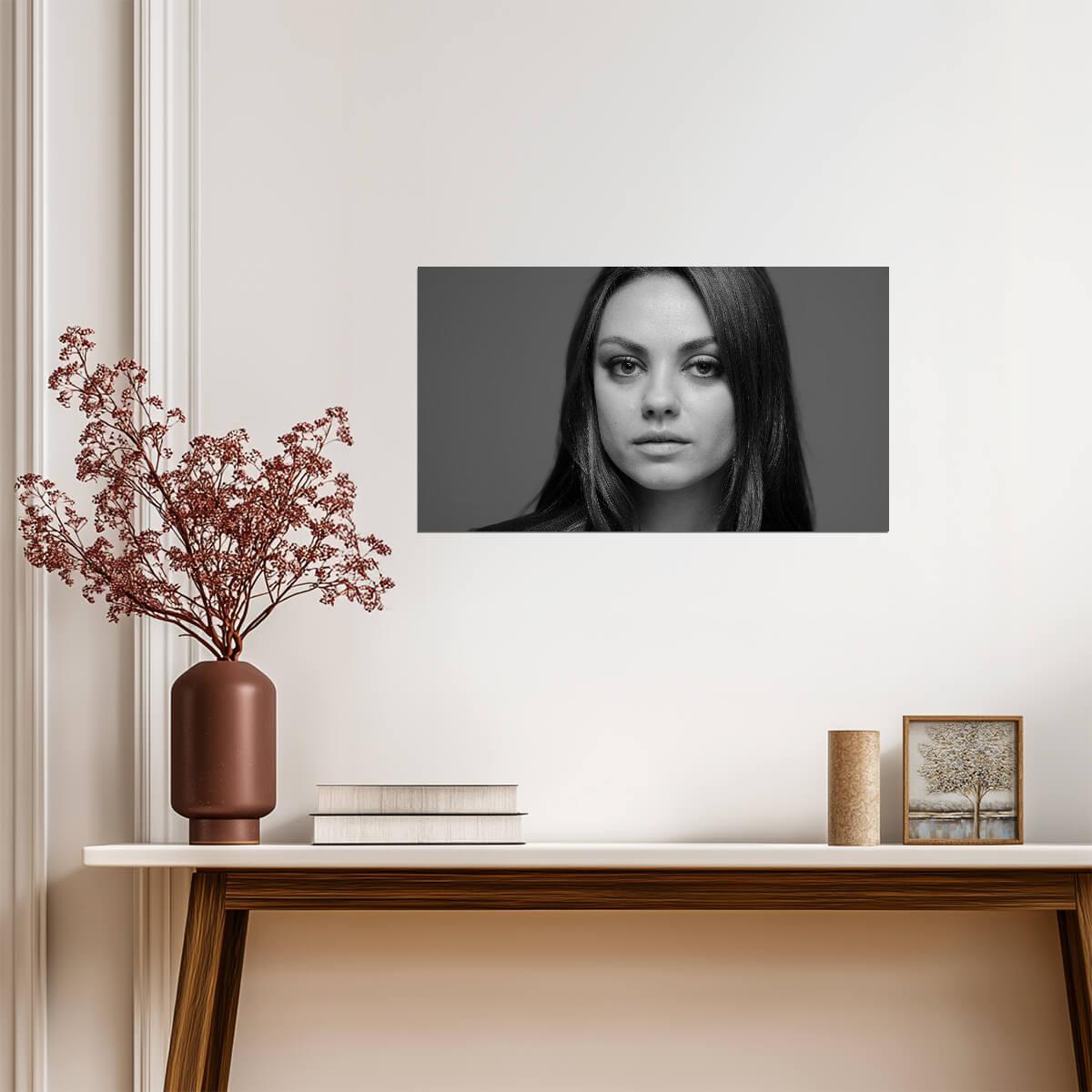 Mila Kunis Intense Black & White Portrait | Modern Actress Poster | Celebrity Photography Print - Celebrities Poster