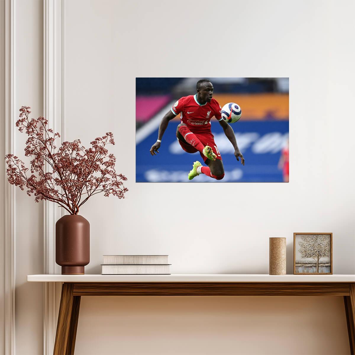 Sadio Mané Liverpool FC in Action | Soccer Legend Poster | Sports Wall Art - Sports Poster