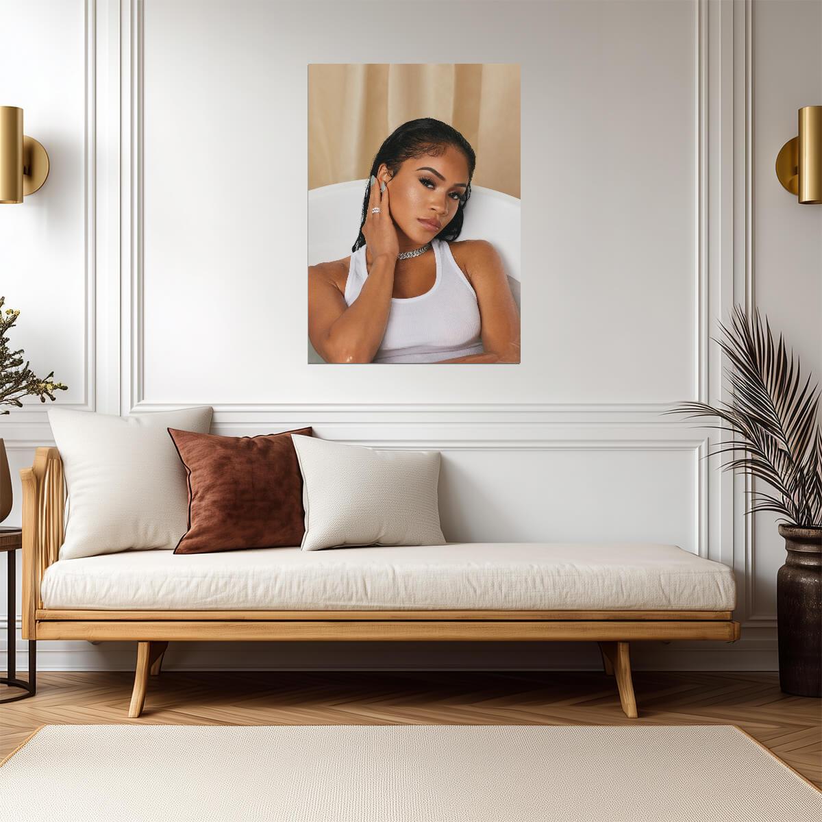 Saweetie in Bathtub Photoshoot | Modern Music Poster | Sexy Rapper Wall Art - Music Poster