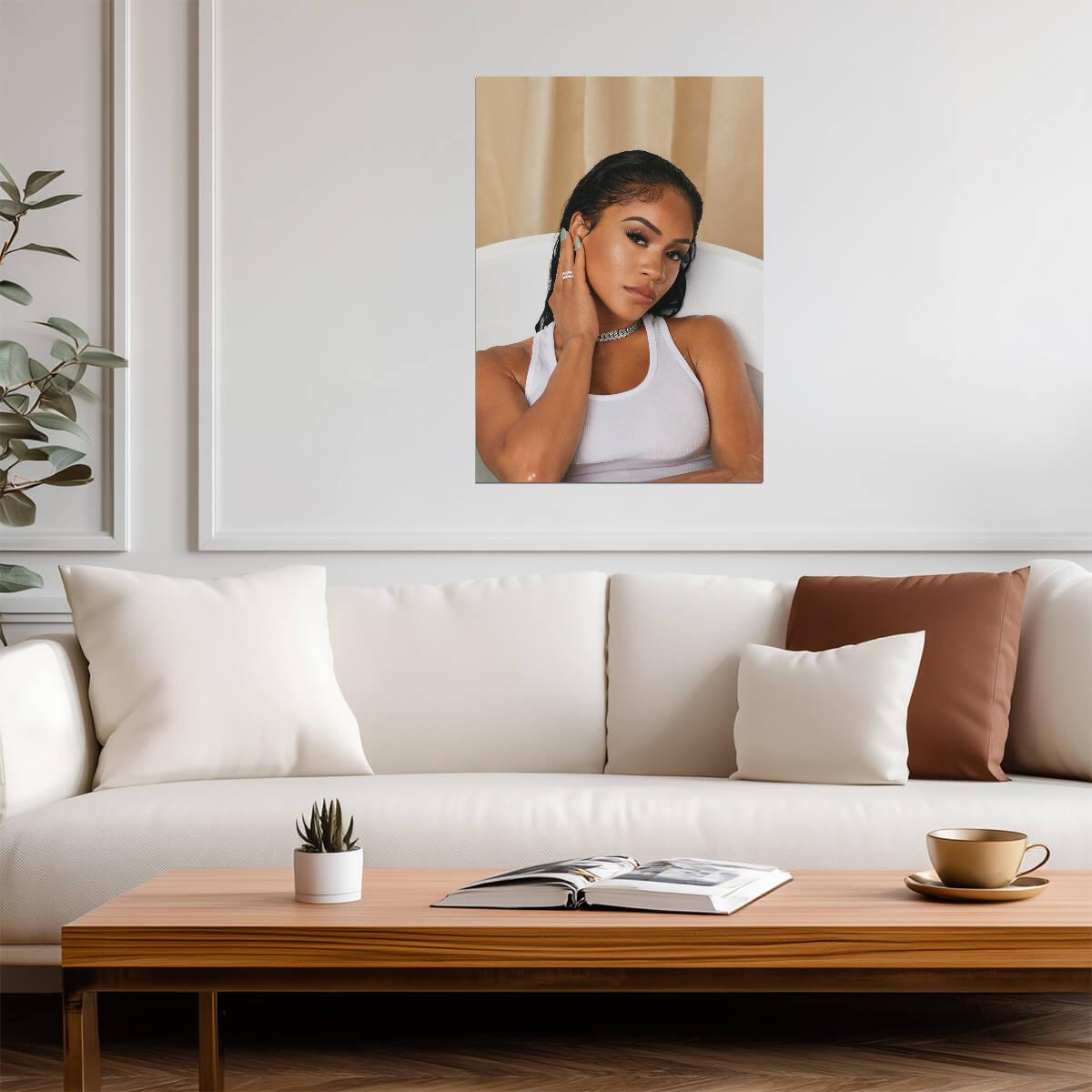 Saweetie in Bathtub Photoshoot | Modern Music Poster | Sexy Rapper Wall Art - Music Poster