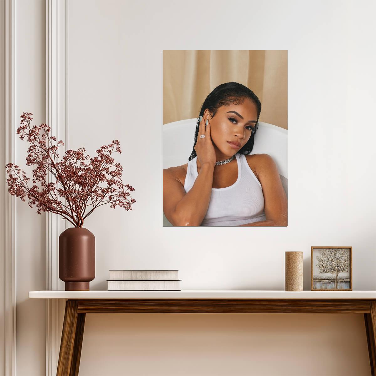 Saweetie in Bathtub Photoshoot | Modern Music Poster | Sexy Rapper Wall Art - Music Poster