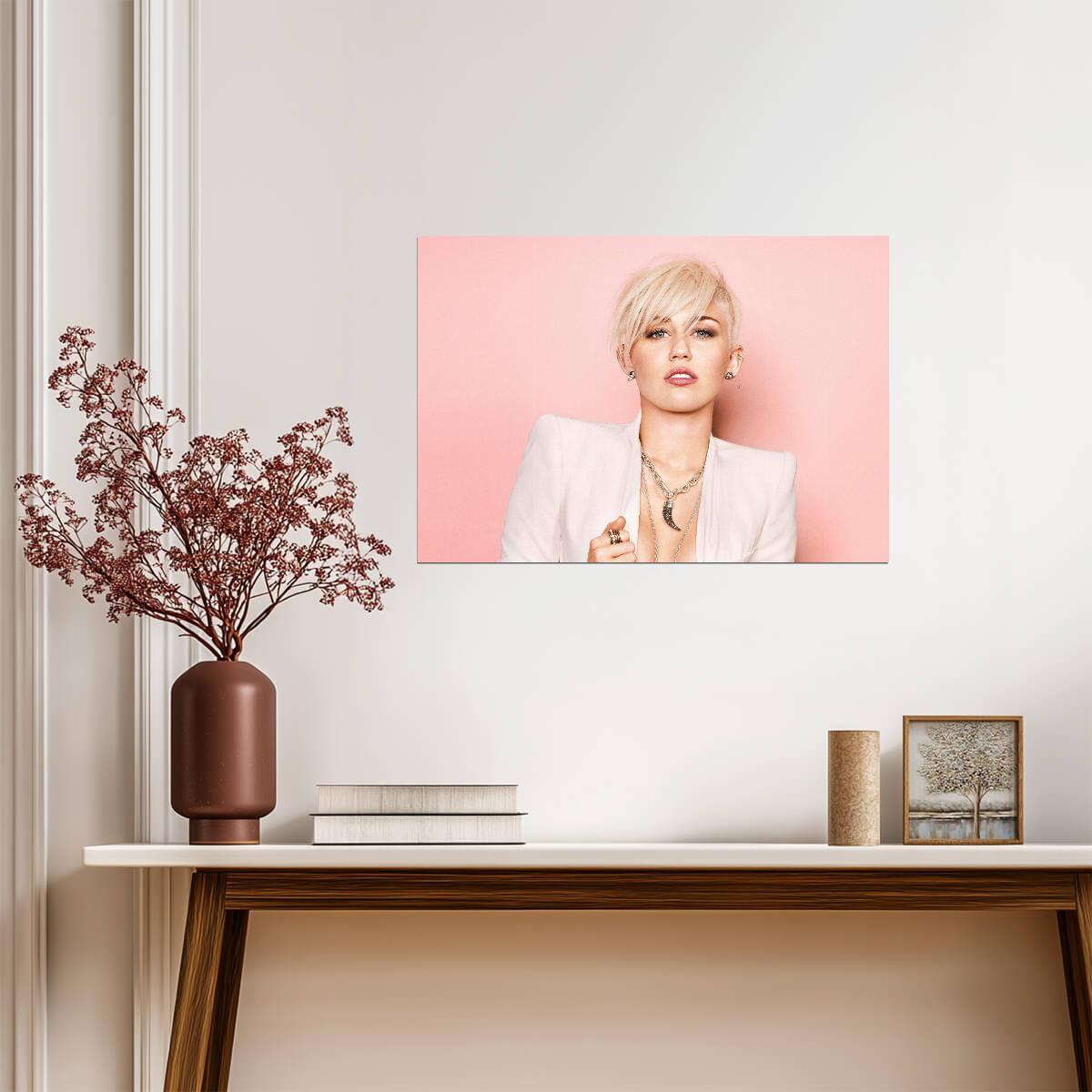Miley Cyrus Bangerz Era Photoshoot | Modern Pop Star Poster | Pastel Pink Wall Art - Music Poster