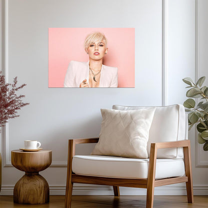 Miley Cyrus Bangerz Era Photoshoot | Modern Pop Star Poster | Pastel Pink Wall Art - Music Poster