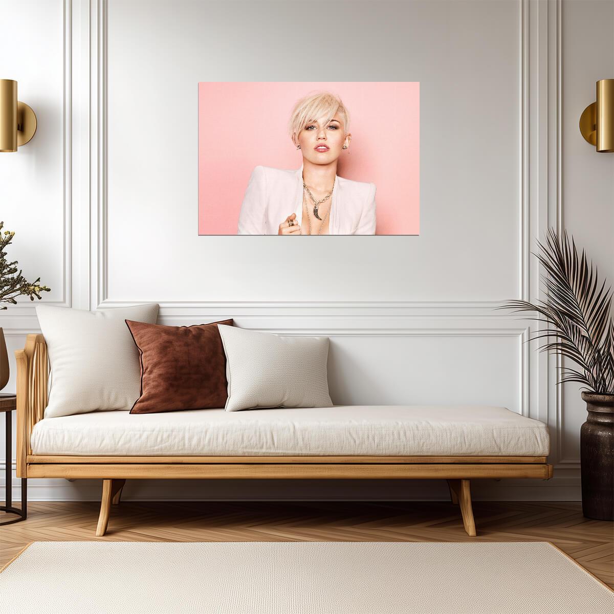 Miley Cyrus Bangerz Era Photoshoot | Modern Pop Star Poster | Pastel Pink Wall Art - Music Poster