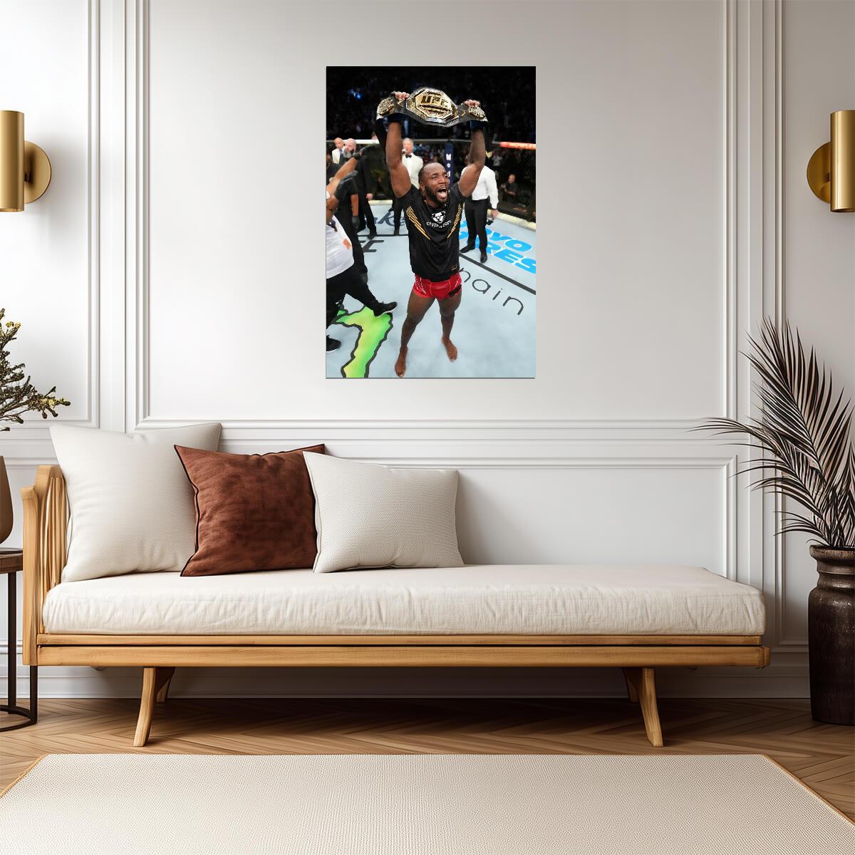 Leon Edwards UFC Champion | MMA Combat Sports Poster | Championship Victory Wall Art - Sports Poster