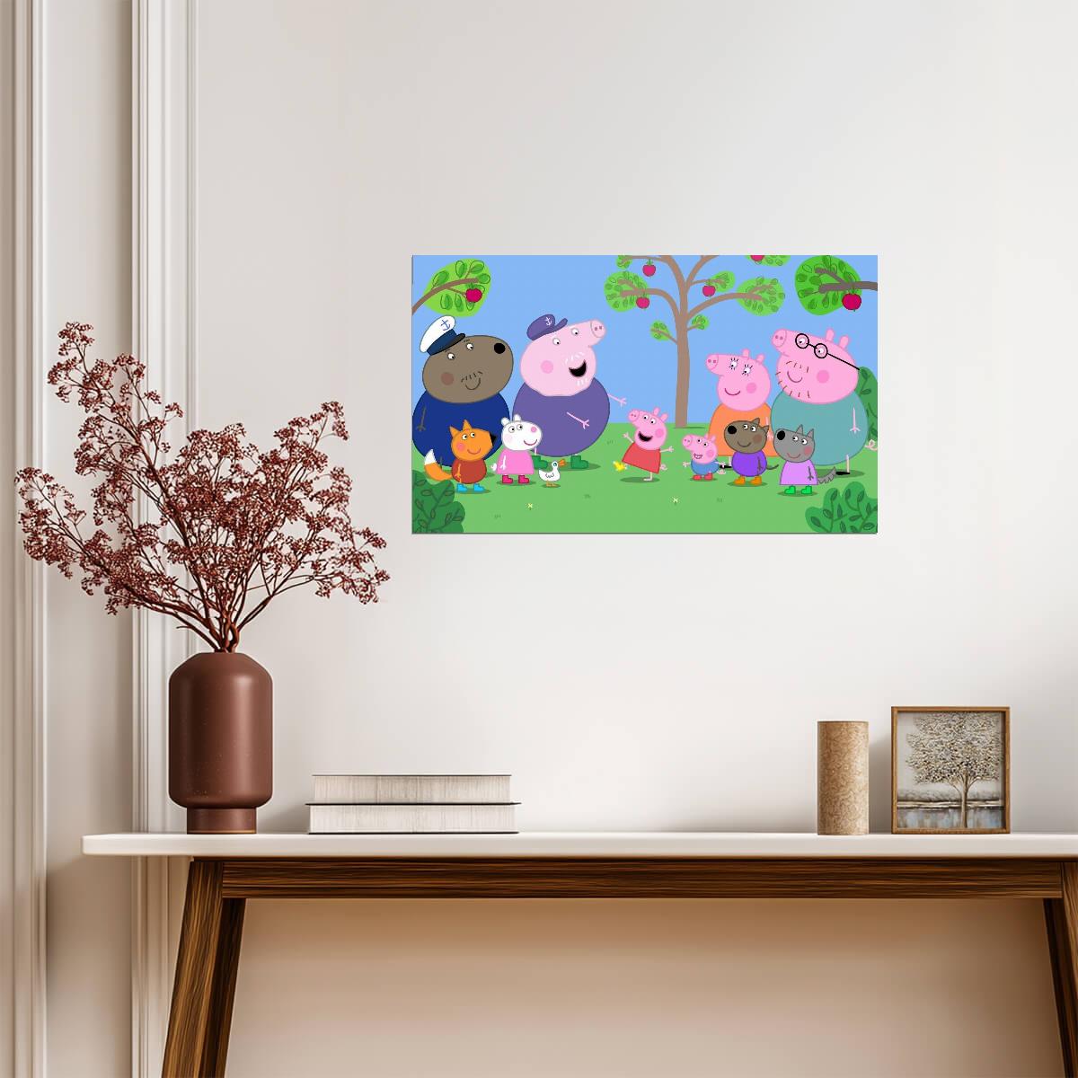 Peppa Pig and Friends in the Garden | Kids Cartoon TV Show Poster | Cheerful Nursery Art - Movies & TV Poster