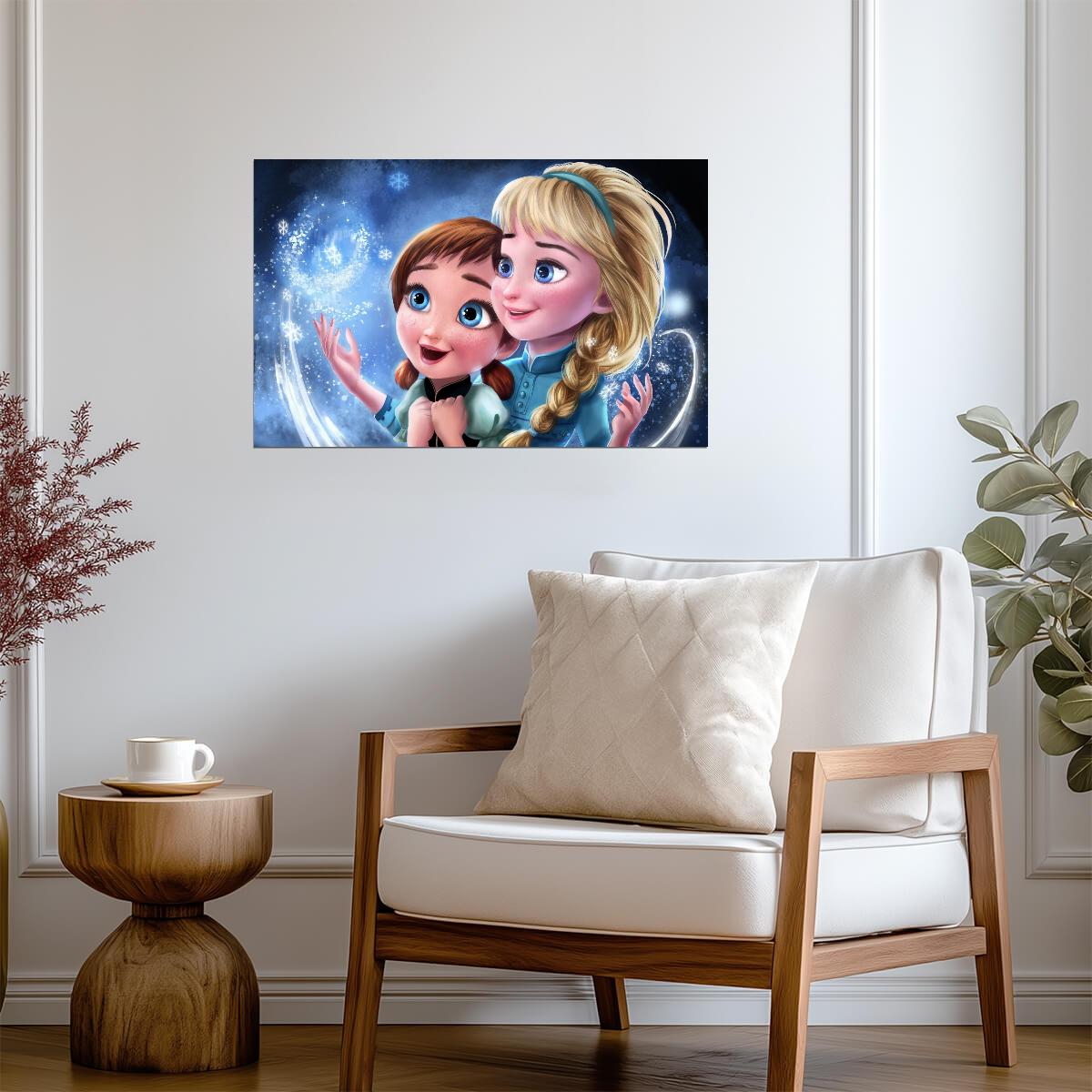 Frozen Anna & Elsa | Animated Movie Poster | Kids Room Wall Art - Movies & TV Poster