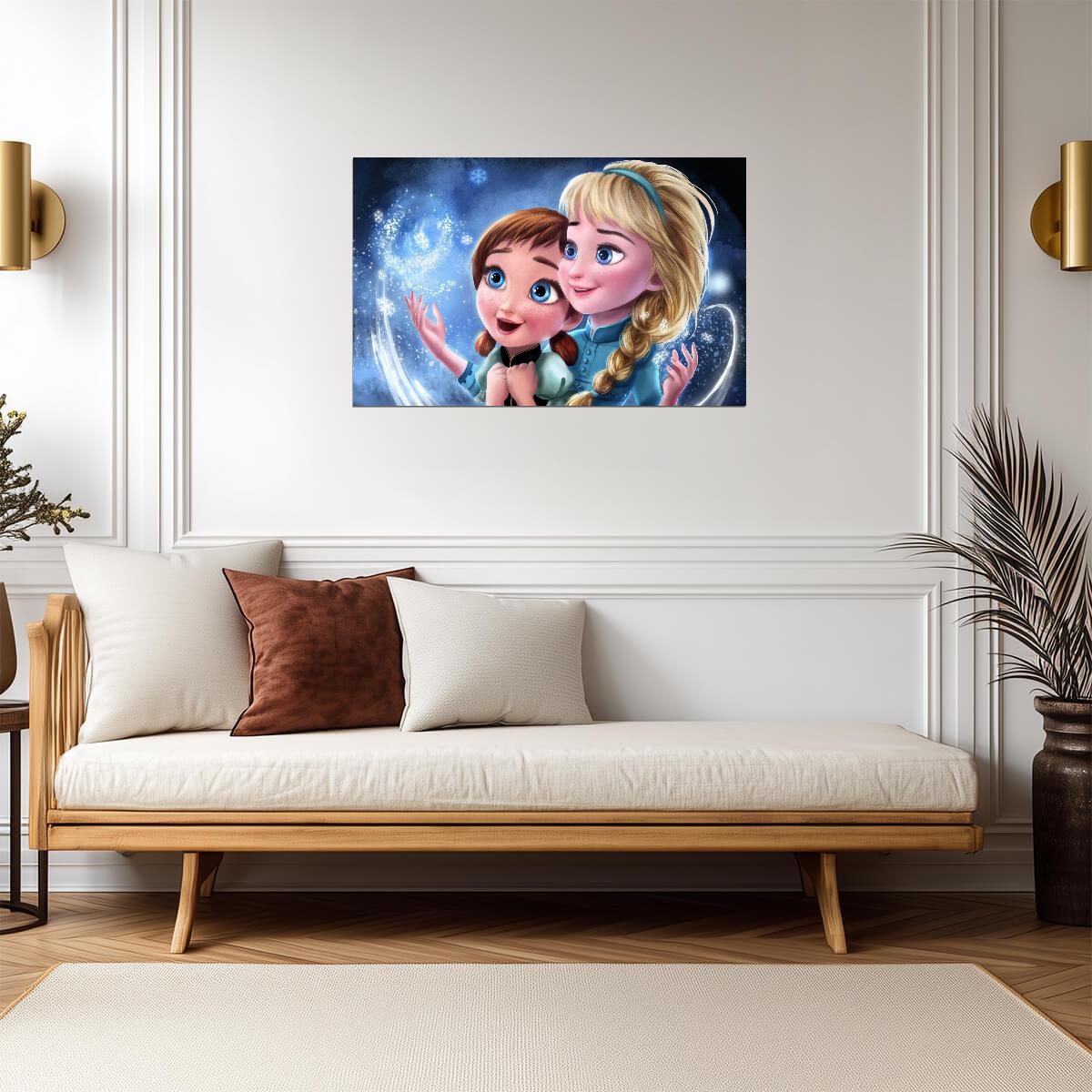 Frozen Anna & Elsa | Animated Movie Poster | Kids Room Wall Art - Movies & TV Poster