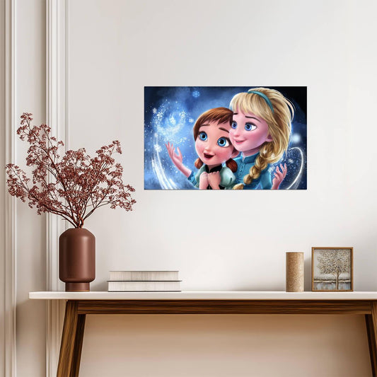 Frozen Anna & Elsa | Animated Movie Poster | Kids Room Wall Art - Movies & TV Poster