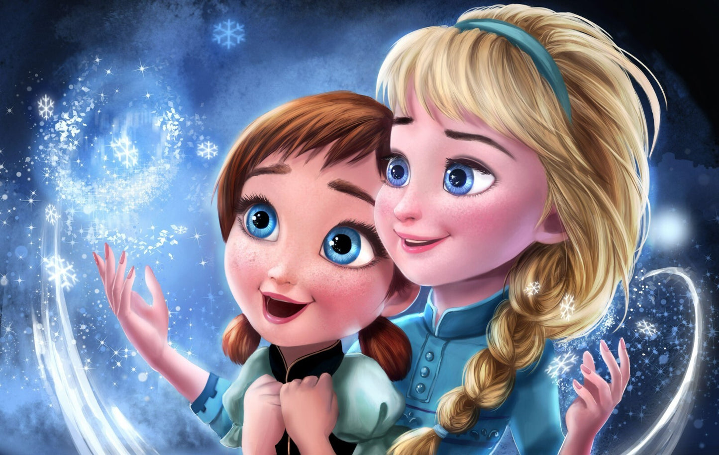 Frozen Anna & Elsa | Animated Movie Poster | Kids Room Wall Art - Movies & TV Poster