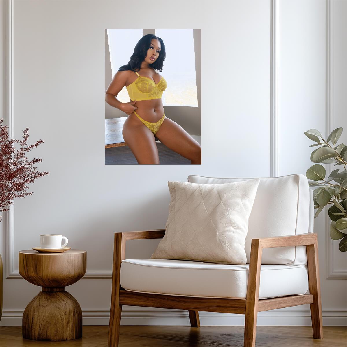 Megan Thee Stallion Yellow Bikini | Photoshoot Poster | Sexy Hip Hop Star - Music Poster