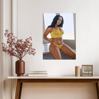 Megan Thee Stallion Yellow Bikini | Photoshoot Poster | Sexy Hip Hop Star - Music Poster