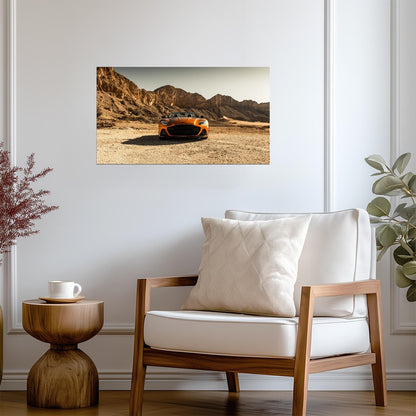 Aston Martin DBS Superleggera Volante | Orange Super GT Poster | British Convertible in Desert - Cars Poster